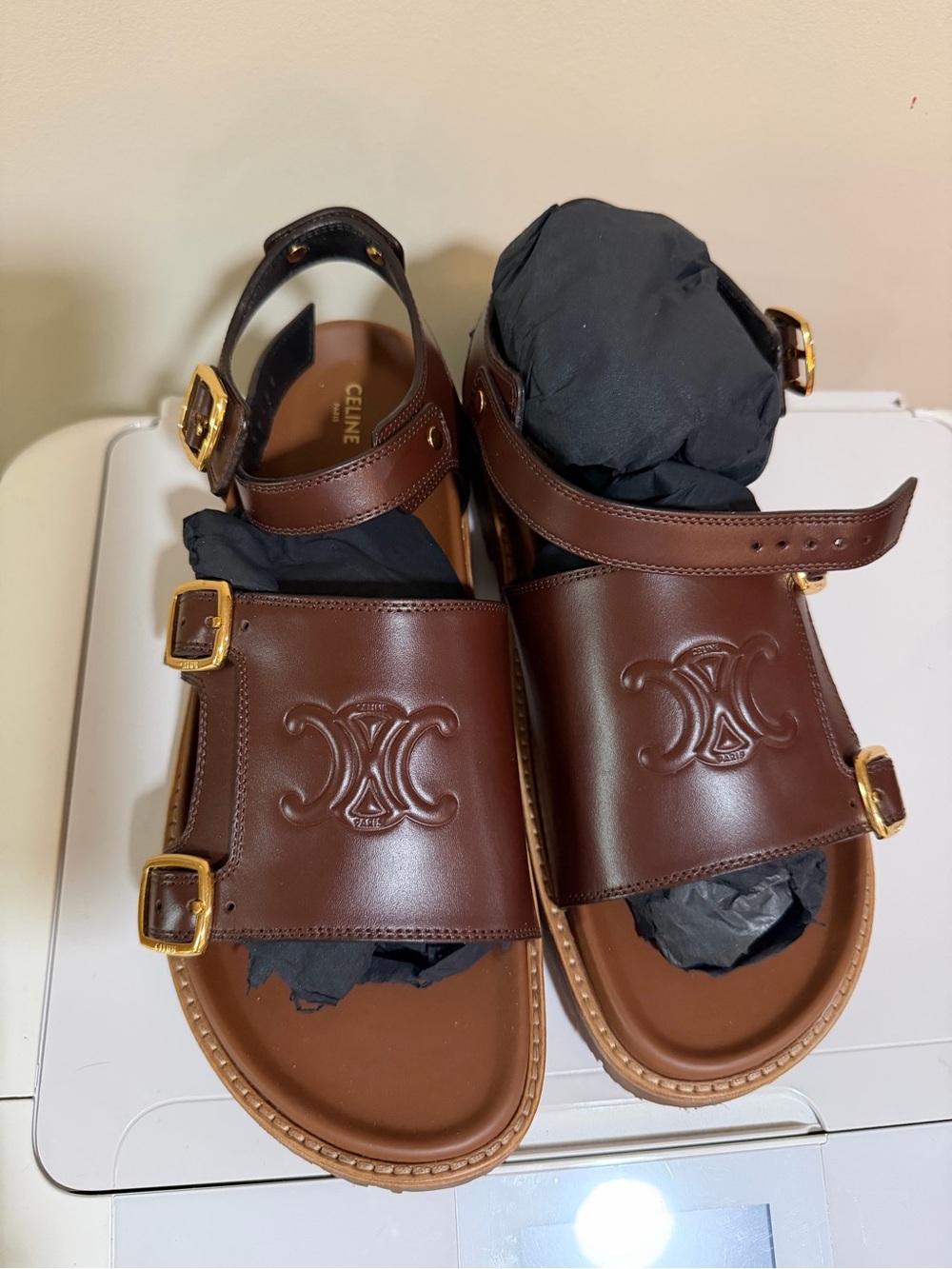 Celine Brown Leather Sandals for woman